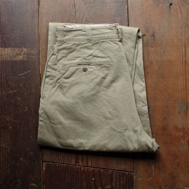 1960s US ARMY Cotton Khaki Trousers / 60年代 米軍 ジップアップ 
