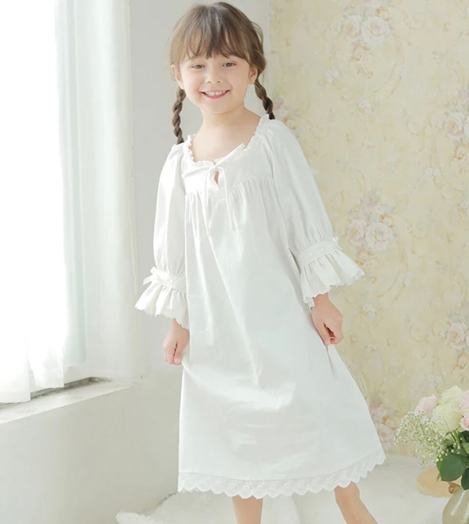 プリンセスネグリジェ レース•••••ルームウェア パジャマ キッズ 海外子供服 キッズフォト 女の子