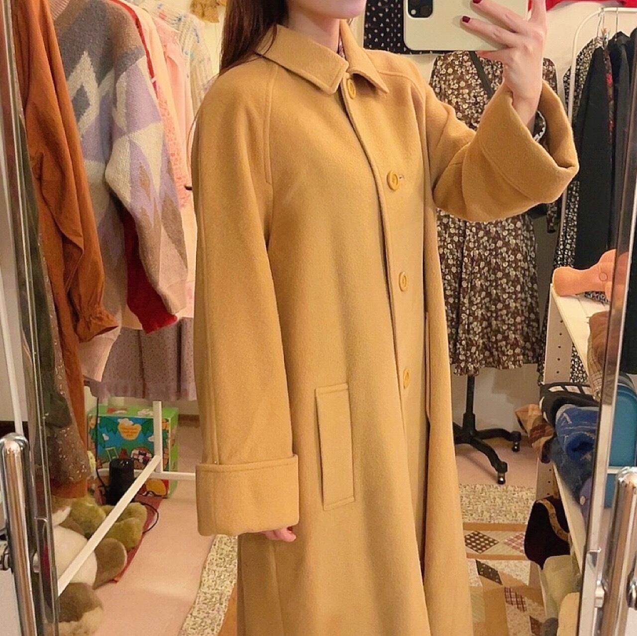 / camel beige raglan long coat