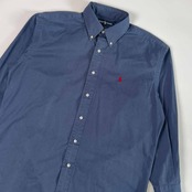 90s Ralph Lauren ラルフローレン BLAKE BD ボタンダウン 長袖シャツ M/くすみブルー系/メンズ/アクティ21/ビンテージ