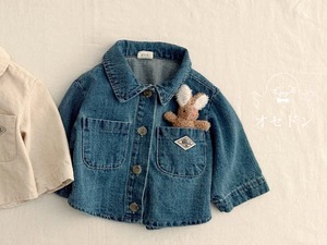 【valu bebe】ワッペンポイントシャツジャケット ミディアムブルー 70〜110cm
