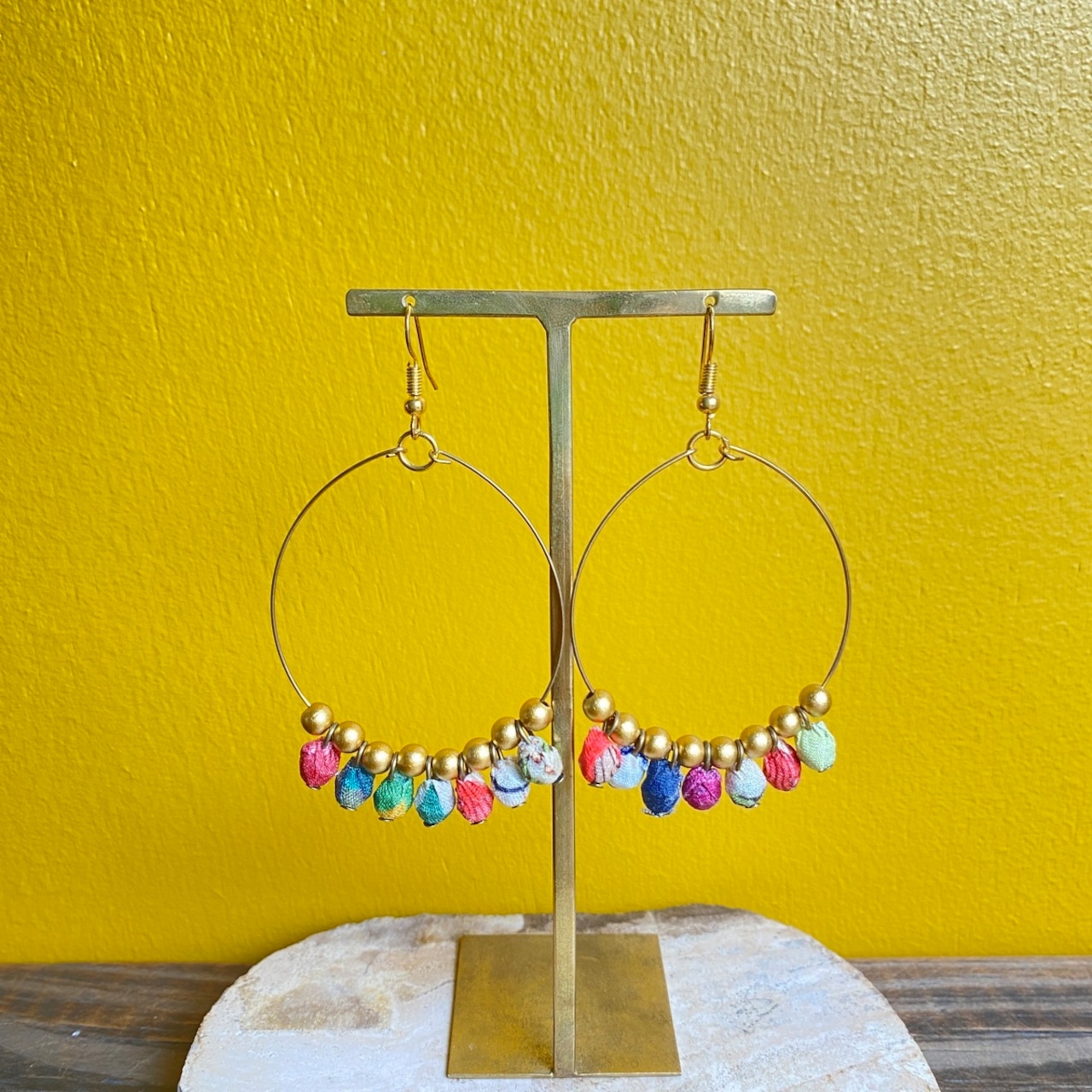 【MALAGUETA マラゲッタ】ファブリックパール リングピアス