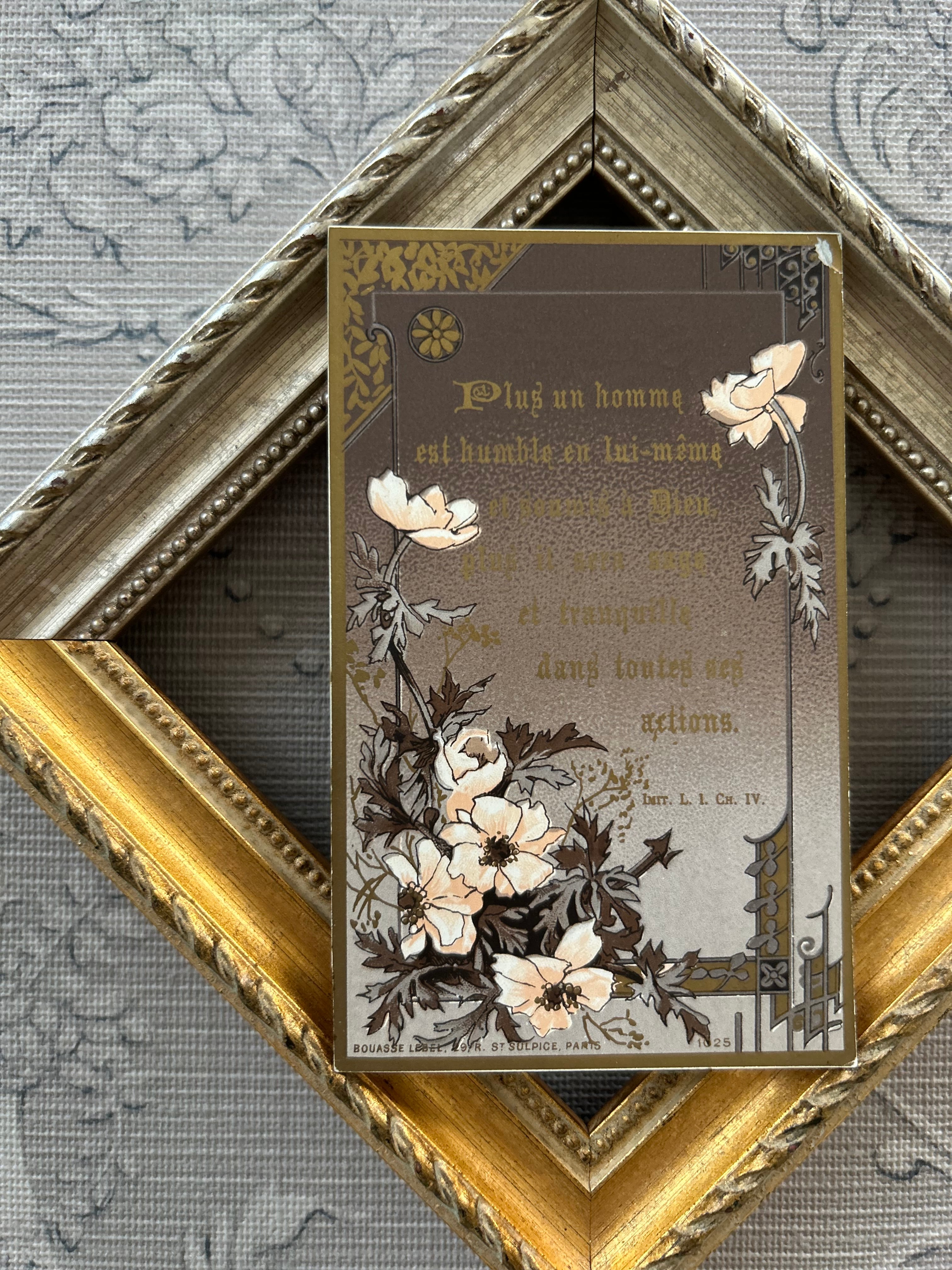 フランスアンティーク　ガラス　リボン　ホーリーカード　コミュニオン フランスアンティーク Holy Card ホーリーカード プルミエール