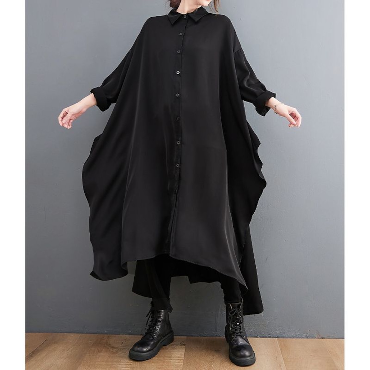 ケープ風デザイン シャツワンピース 00189