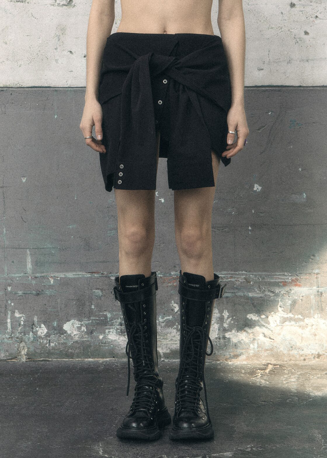 BOHEMIAN SEOUL] UNBALANCED SHIRT SKIRT, BLACK 正規品 韓国ブランド 
