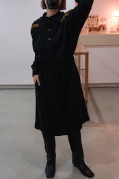 Black corduroy long sleeve shirt dress