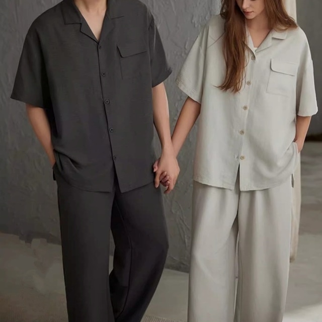 【訳ありSALE】【men's/L-2XL】loose silhouette cardigan style pair pajamas p1188