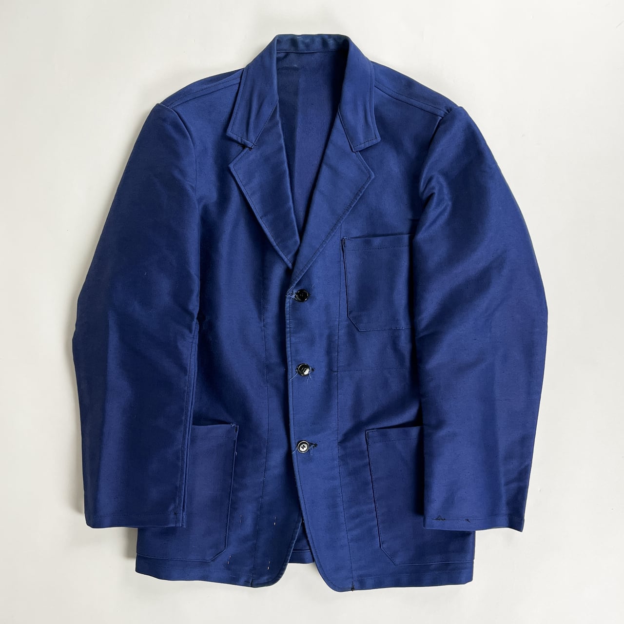 1950s "Dubure & Deverchere" French Blue Moleskin Lapeled Work Jacket, Dead Stock