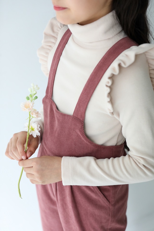 タートルネックフリルショルダートップス<Ivory>