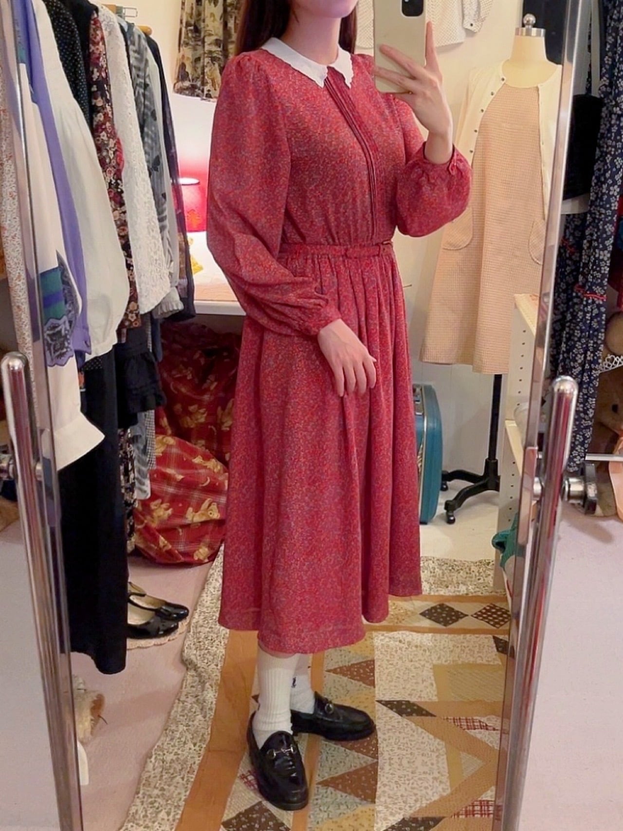 white scallop collar mini flower one-piece