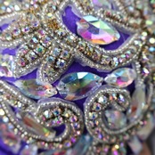 ベリーダンス オリエンタル 衣装 上下セット パープル系 レース 紫 黒 花 装飾 豪華 ラインストーン フリンジ キラキラ 華やか 舞台 ダンス衣装 スリット トップス スカート ステージ ツーピース ブラック系 シルバー系