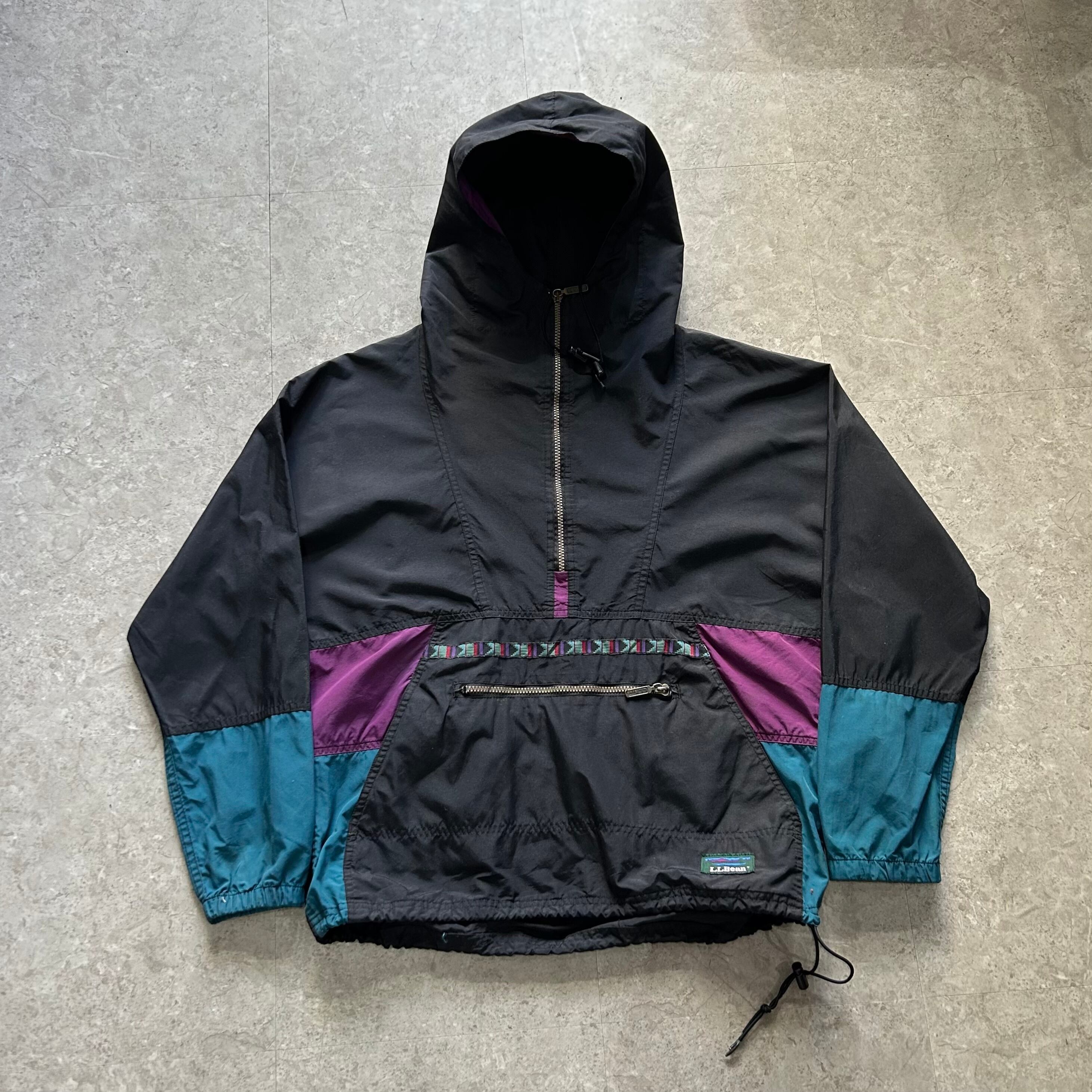 80s L.L.Bean native tape nylon anorak "black"