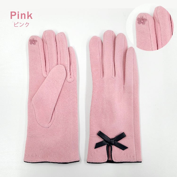 メール便】スマホ操作可能 リボン裏起毛手袋／glove180 | DAY CLOSET
