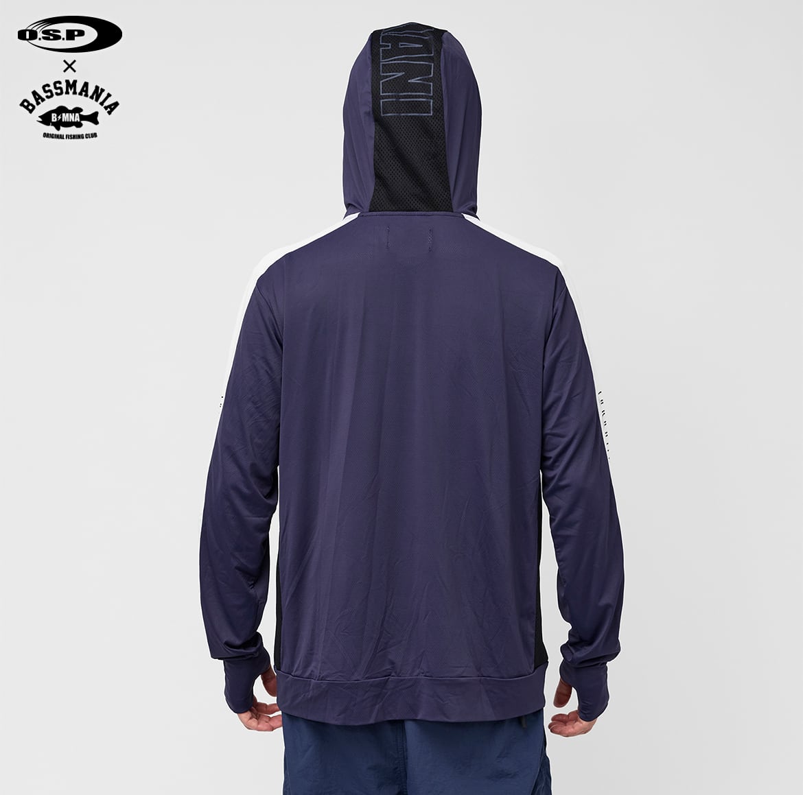 O.S.P×BASSMANIA】UVドライメッシュプルフーディ［NVY×WHT］［LIMITED