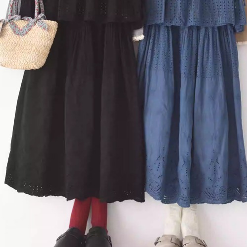 4色／カットワーク刺繍コットンスカート ・10342