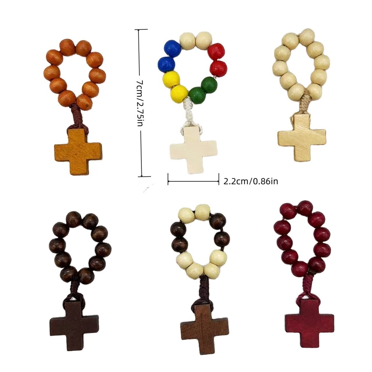【木製 インテリア アクセサリー】2個セット ブレスレット バングル ブラウン ４色 クロス ビーズ フィンガーチェーン ロザリオ 手作り調 編み込み ボヘミアン モダン ジュエリー ギフト