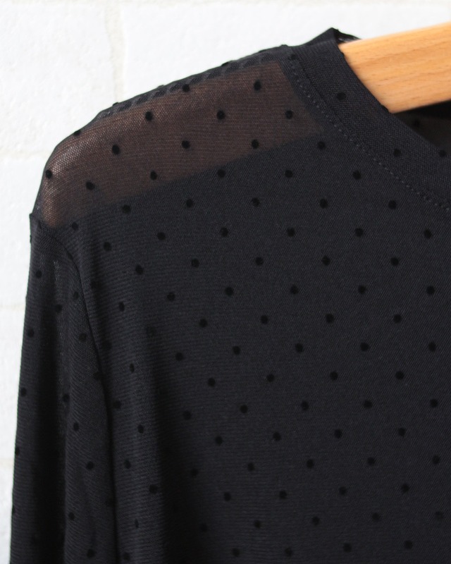【hunch】パワーネット フロッキードットプリント クルーネックトップス　(260866)
