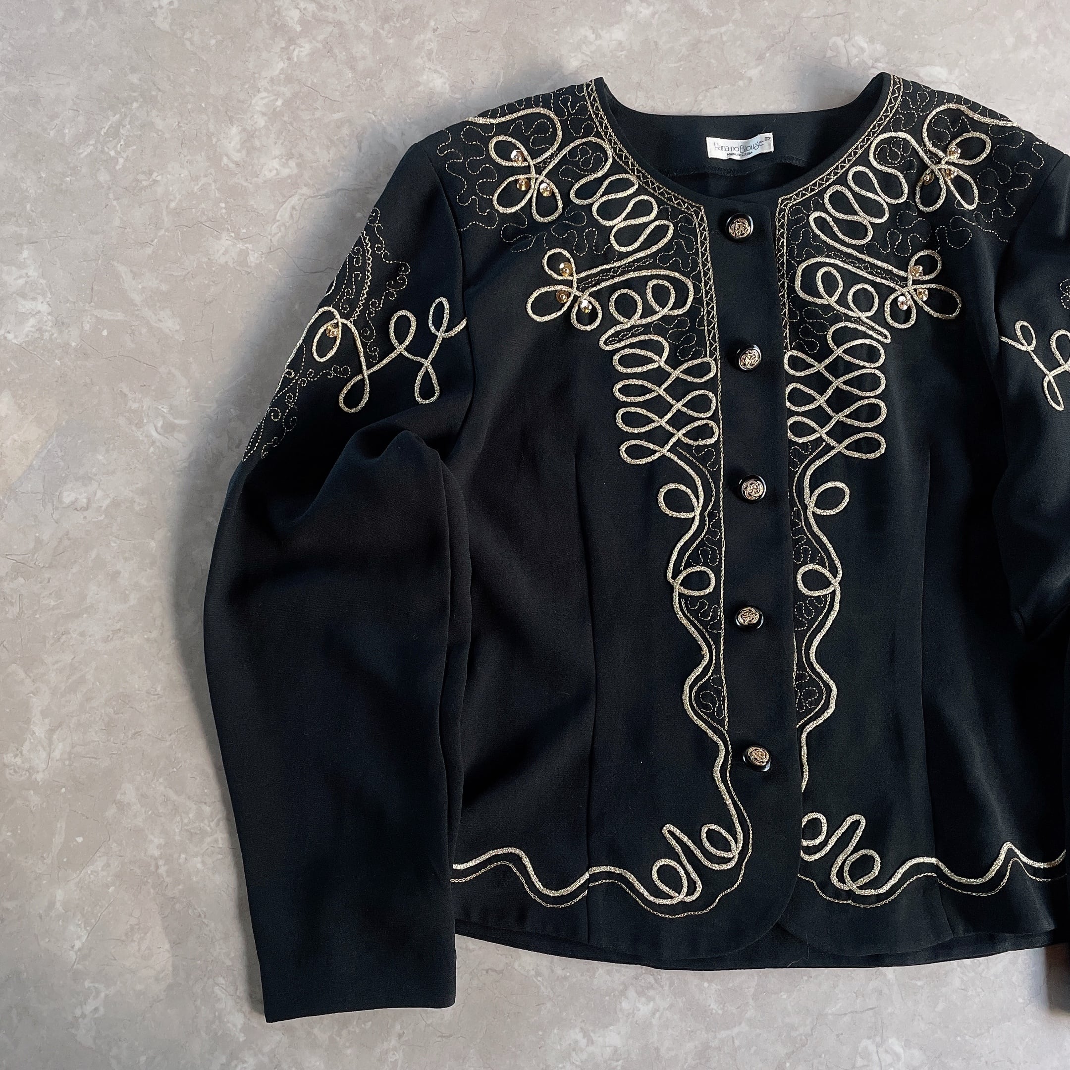 ヴィンテージ 刺繍 レース ノーカラー シャツ ブラウス 古着 レトロ