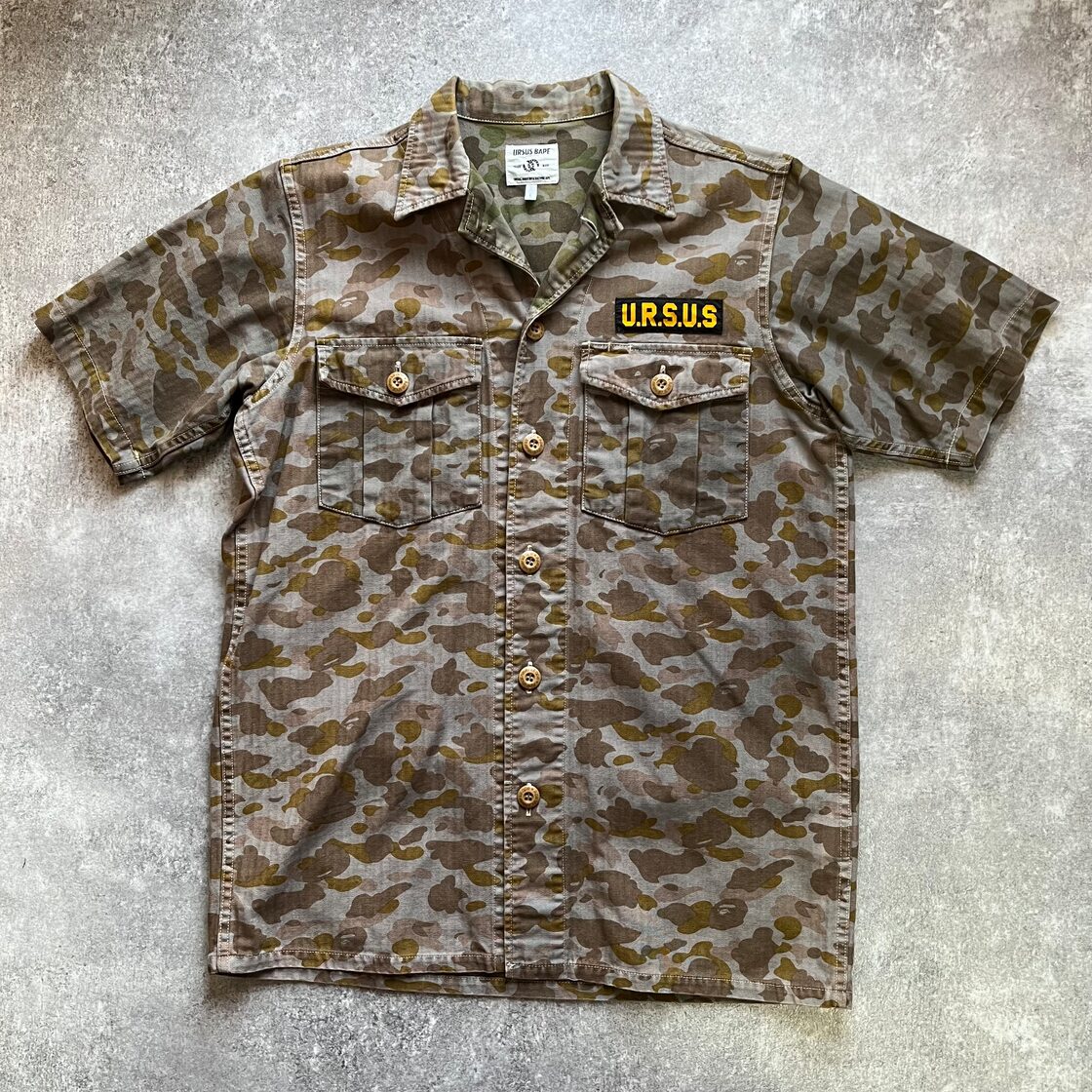 ursus bape アベイシングエイプ カモ ミリタリーシャツ ベアガム 切替 