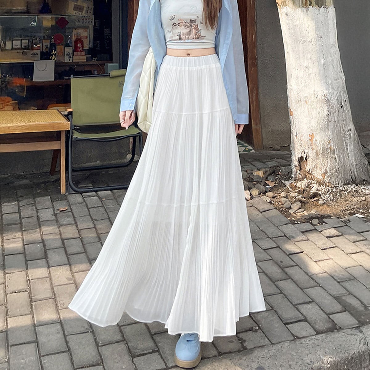 プリーツ スカート レディース 春夏 韓国 ティアード ロングスカート