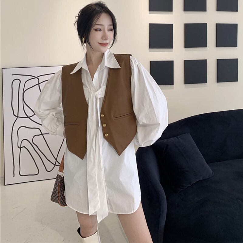 Vネックオータムスタイルスタンダードルーズシャツ レトロ 秋物 ガールズファッション97215544229