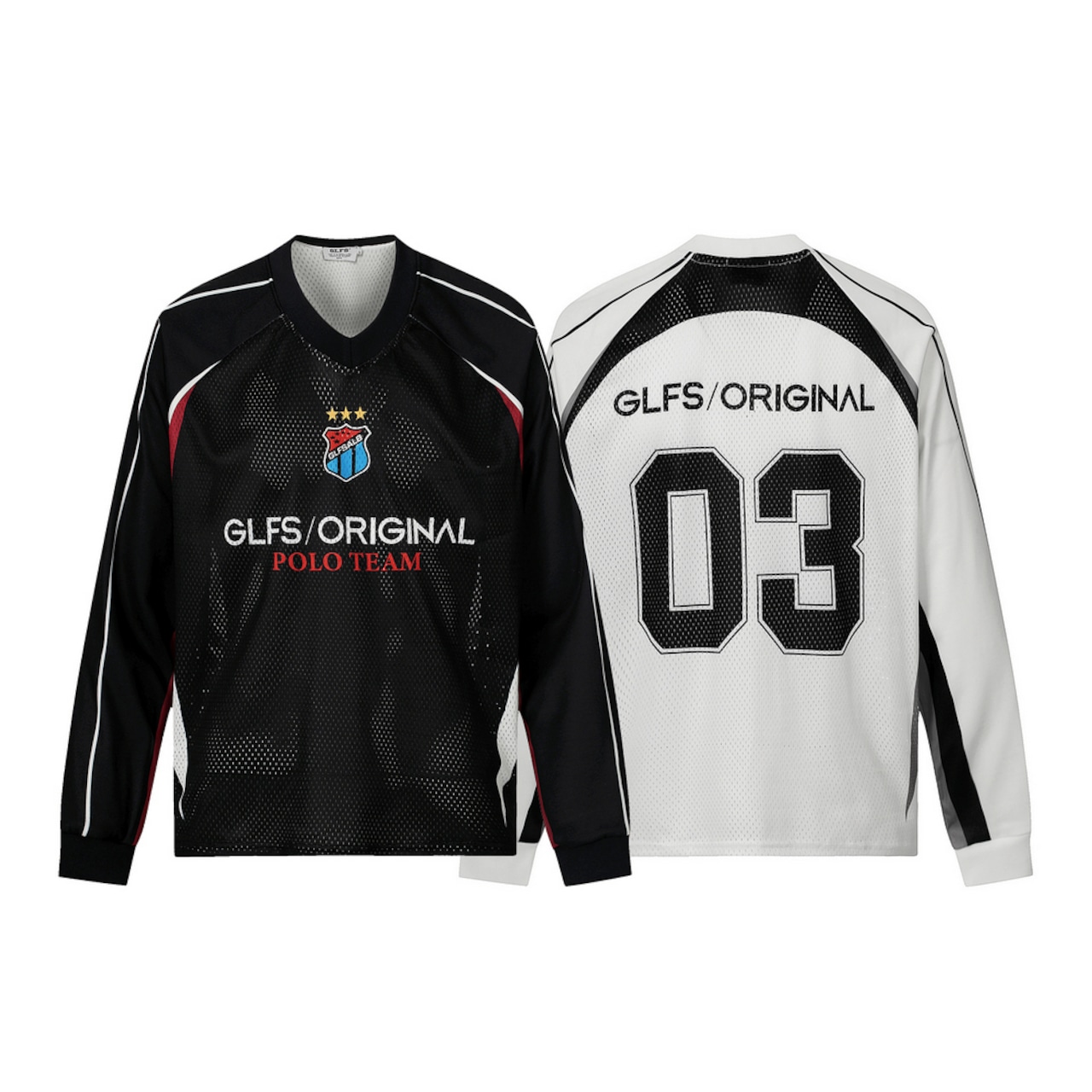 ストリート GLFS Vネックメッシュ スポーツロングTシャツ T1808