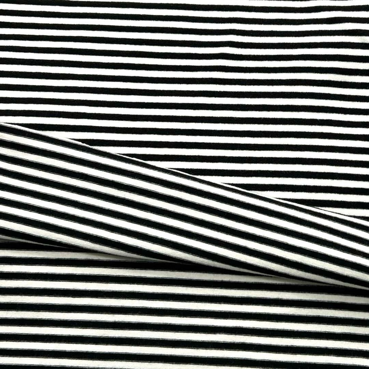 ★AM002◆1.5m◆ラスト1点!綿ポリウレタン混ベア天竺ニット生地◆ボーダー◆ホワイト×ブラック