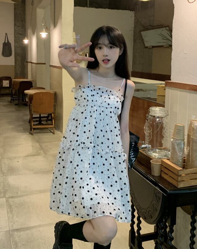 フローラルドレス サマー薄手Aラインショートスカート 大人ガーリー スウィート キュート カジュアル 夏物 花柄 モンロー47337412599