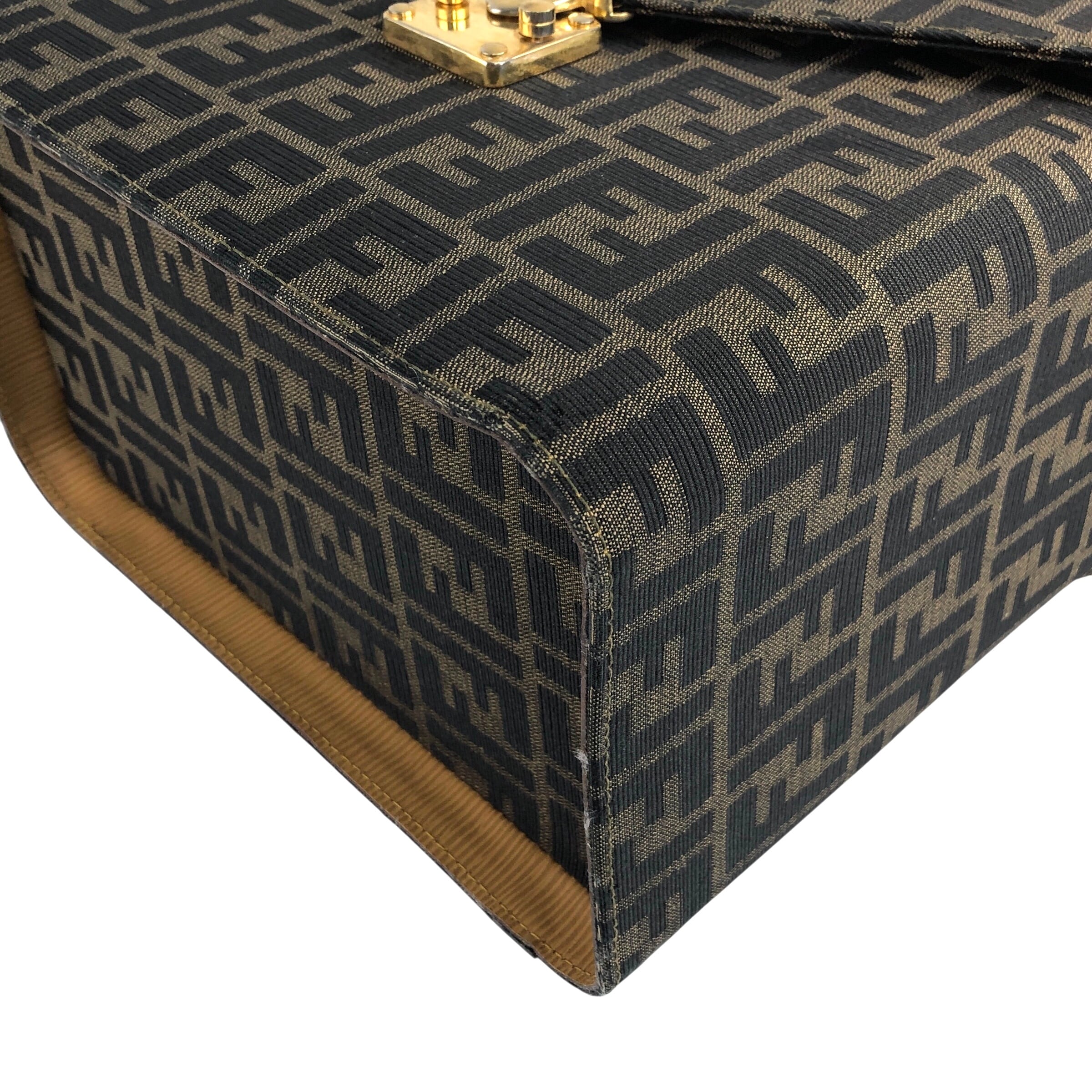 FENDI フェンディ ズッカ ハンドバッグ ブラウン ロック ジャガード