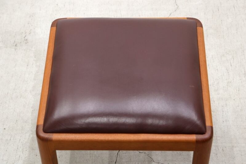 沼津店】青林製作所 レザー ヴィンテージ チーク材 スツール 本革 椅子