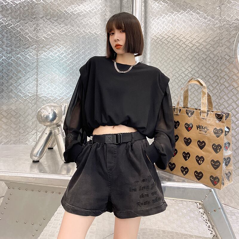 ショーツ レディースサマーハイウェストウェストルーズ薄手スタイルパンツ 夏物 ブルマー ワイドレッグ ワイドパンツ ラブタオタオダレンハウス63991176180