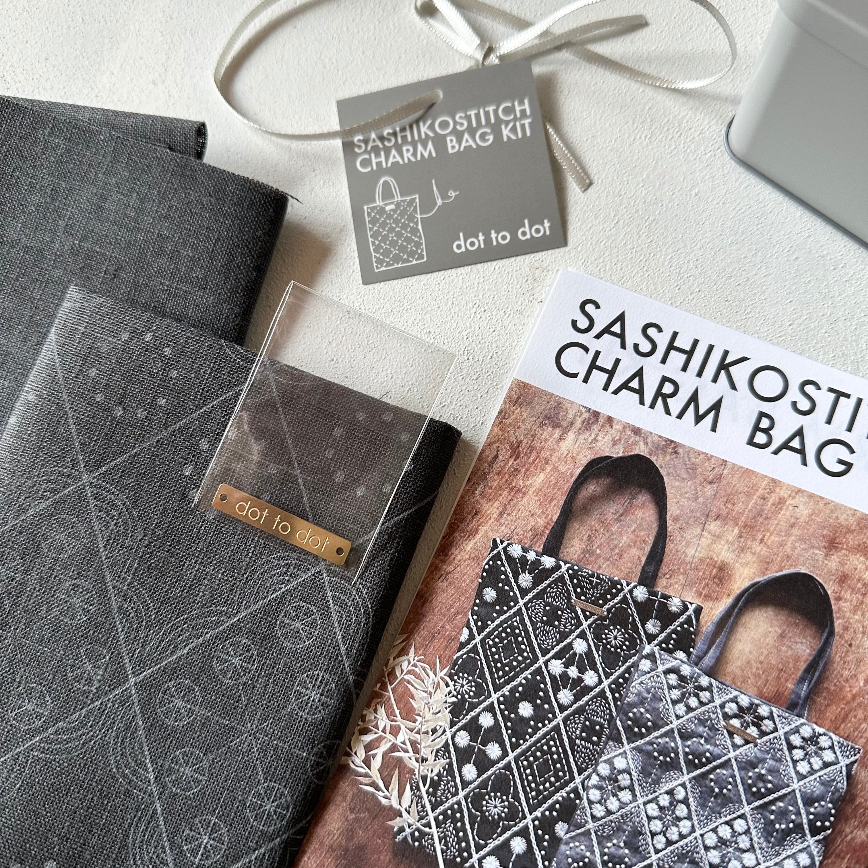 SASHIKOSTITCH チャームバッグキット「たんぽぽの綿毛」(ダークグレー