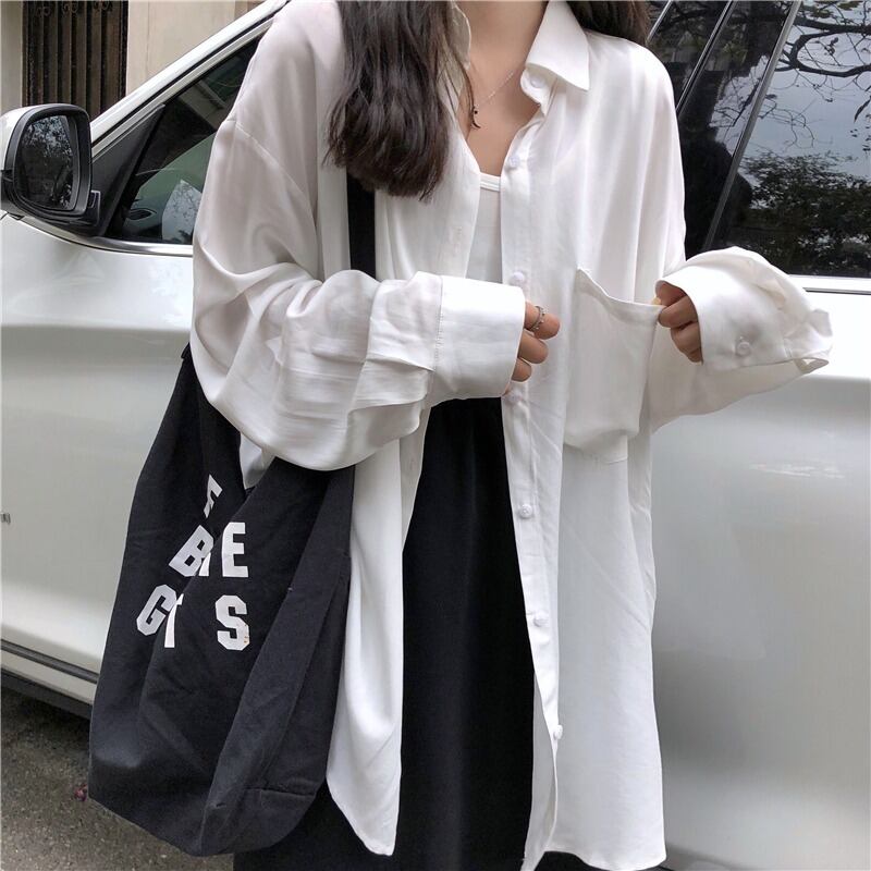 シャツ女性の2020年夏の新しい香港フレーバーの白いシャツルーズで用途の広い薄い長袖の日焼け止めシャツ 1号婦人89038632634