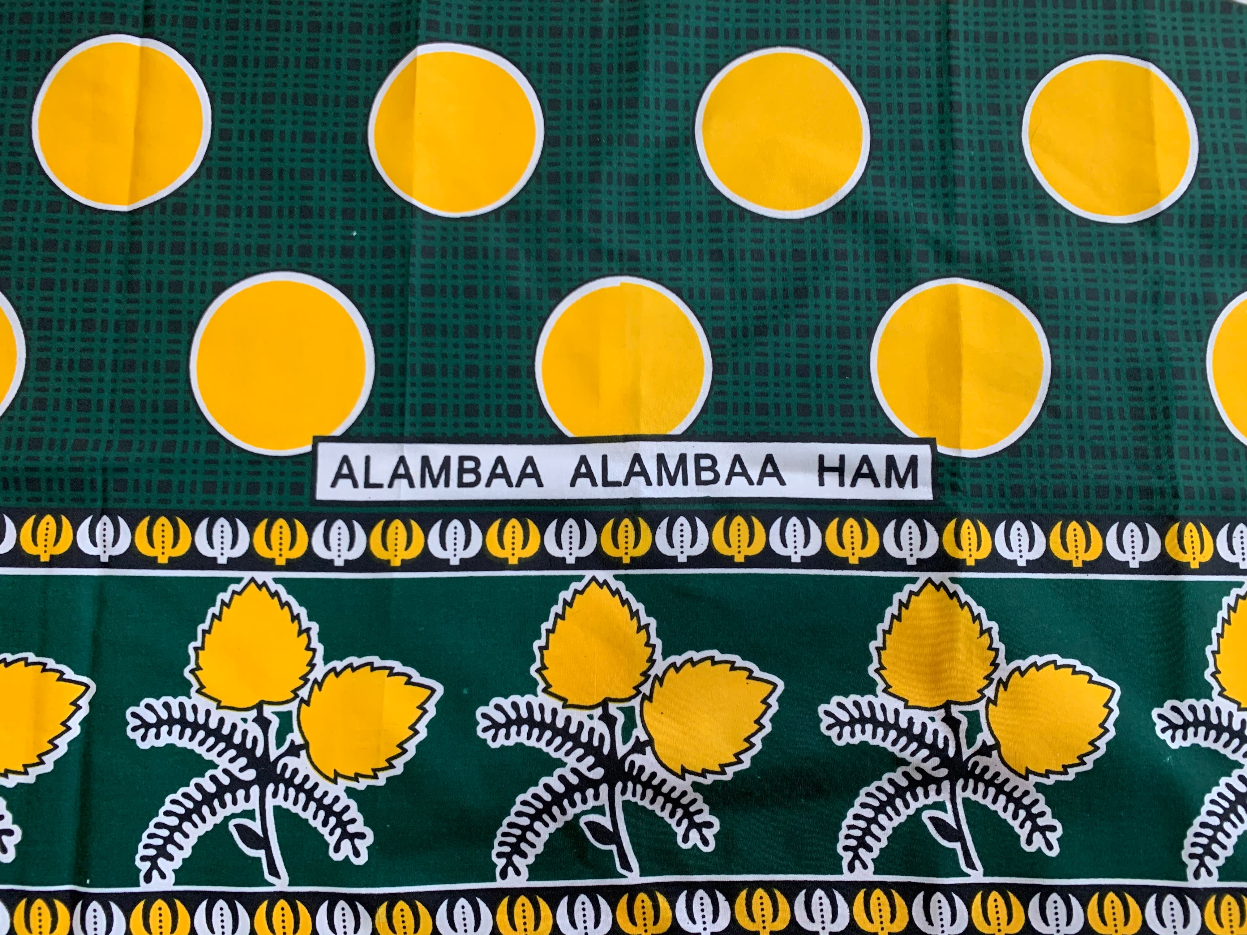 カンガ布  ファブリック（グリーン×イエロー）※④ SDGs（訳アリ品）