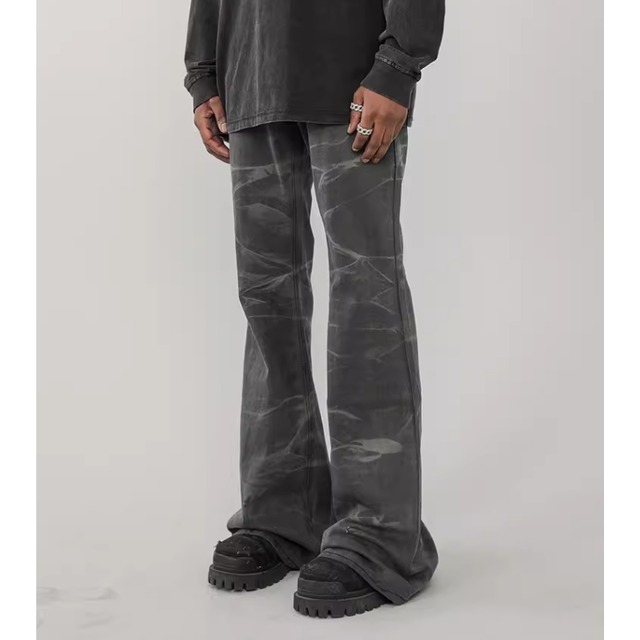 【DRIP4550】D/B Water Pattern Flared Denim