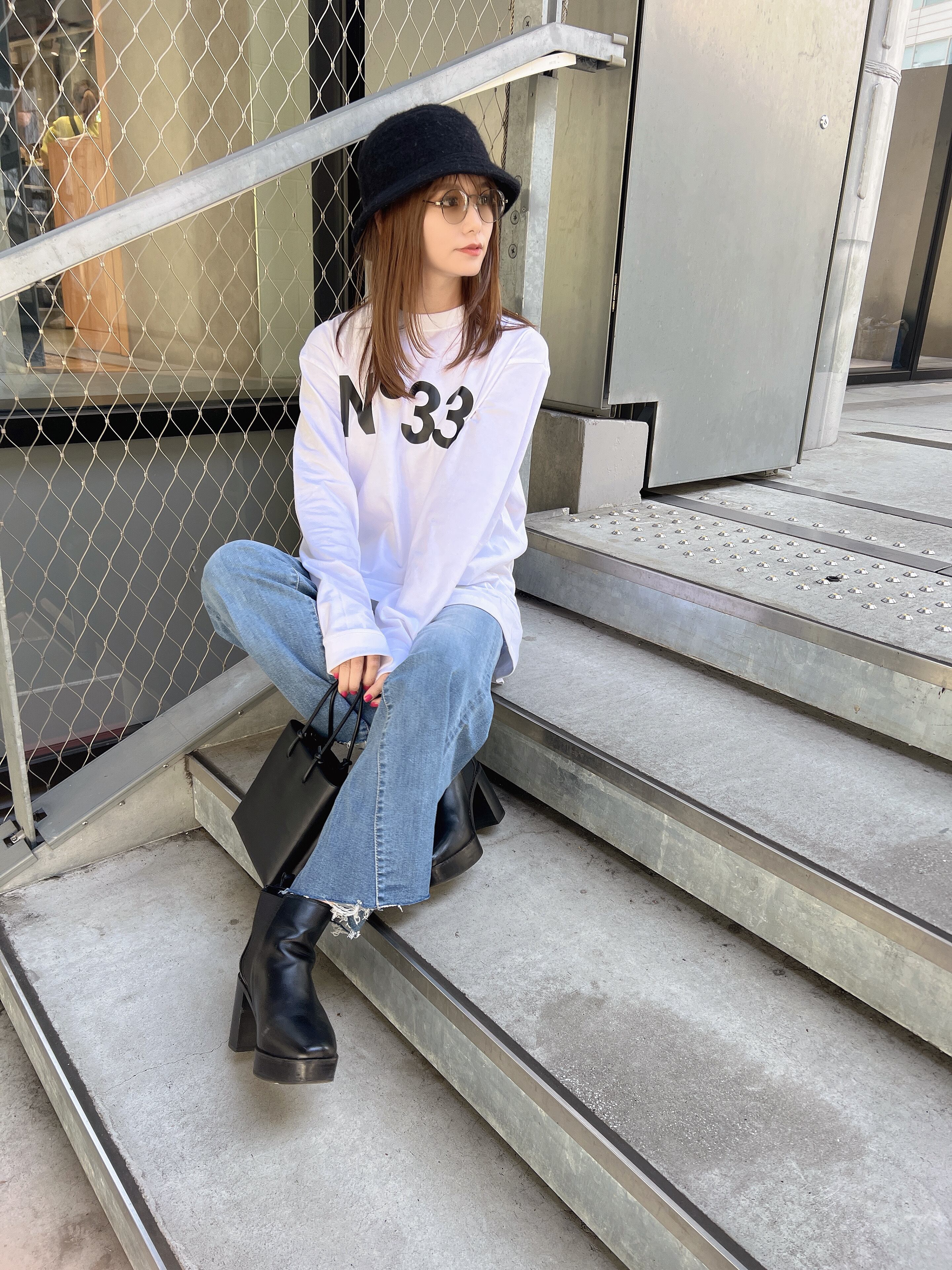 N°33ロングスリーブTシャツ (WHITE・白) | NUMBER33 (ナンバーサーティ