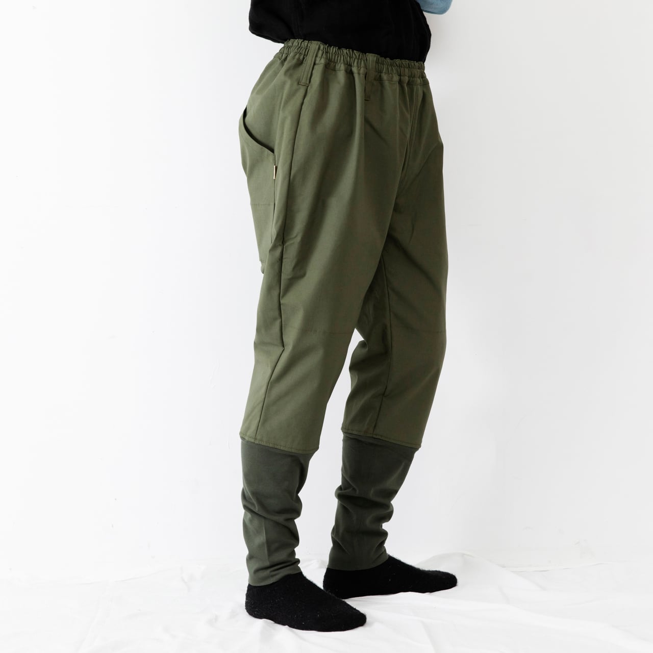 モンモンページ PT-56 作業もんぺまくる 裏付 伸縮斜子織 海松色 | SAGYO - 風景を