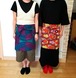 【西アフリカWAX布】カフェエプロンオレンジ&青ぐるぐる
