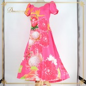 フラダンス 衣装 FANCY DRESS ファンシードレス ワンピース ドレス ピンク系 アシンメトリー ラインストーン カラフル かわいい 華やか 鮮やか 明るい 橙 黄 緑 白 ハワイアン レッスン 練習 オレンジ系 イエロー系 グリーン系 ホワイト系