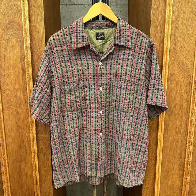 NEEDLES S/S SEERSUCKER CHECK SHIRT XL