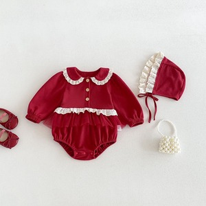 【BABY】レッド帽子付きロンパース