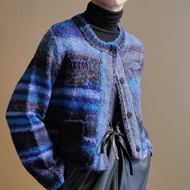 ★イタリアンヤーンメランジカーディガン(ブルー)