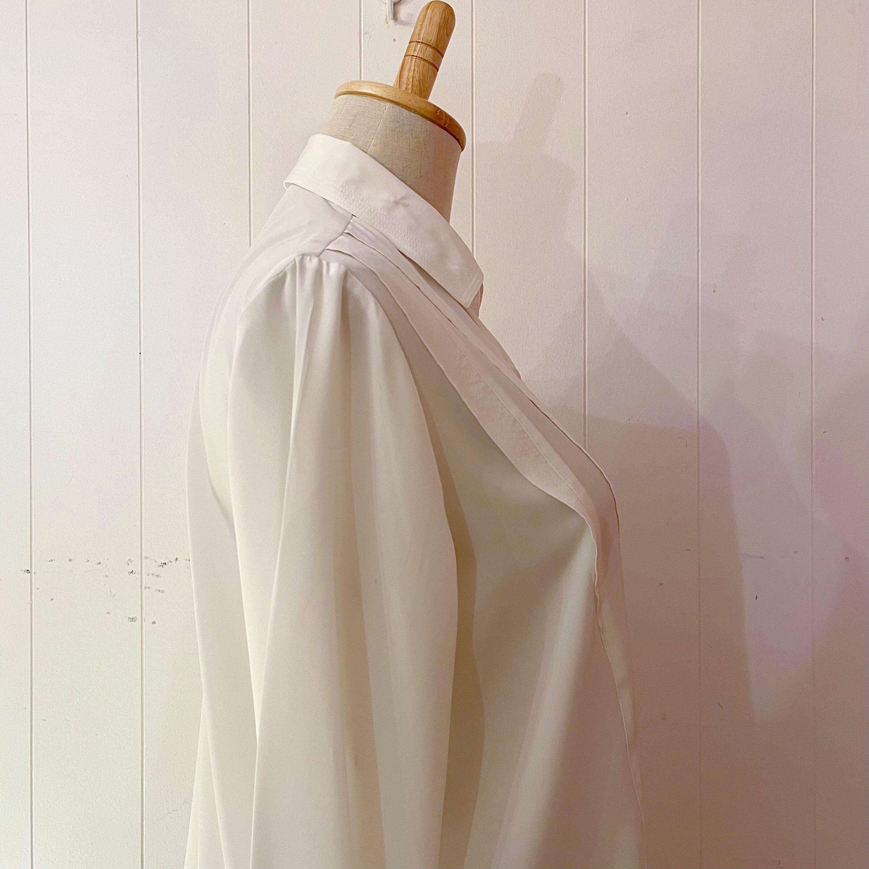 shoulder tuck white blouse