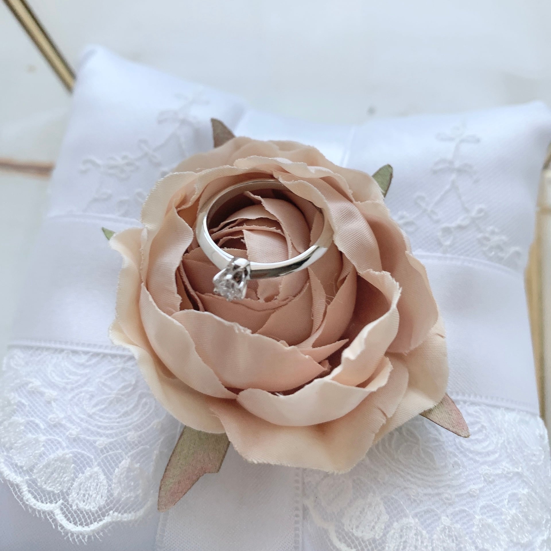 限定 真鍮とガラスのジュエリーボックス有無 選べる リングピロー