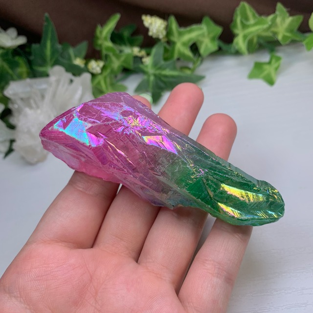 10.パープル×グリーン☆ラフカット☆オーラクォーツ