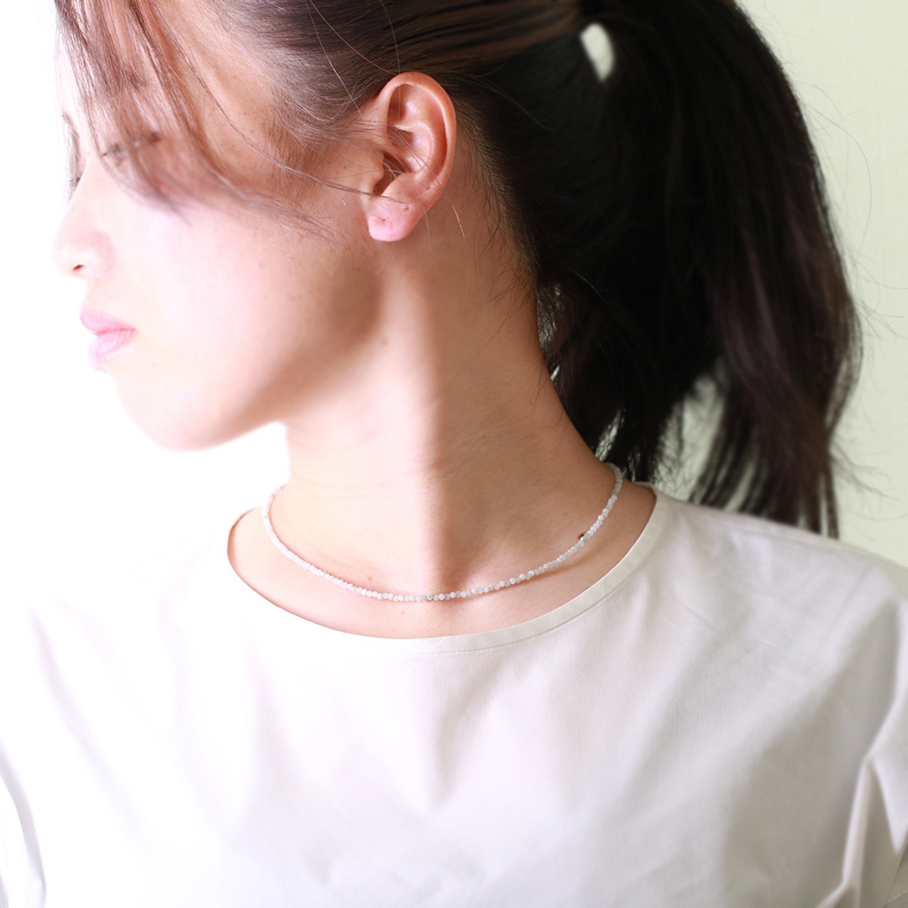 小粒 翡翠ファセットカット ネックレス A貨翡翠 jd_ne1223