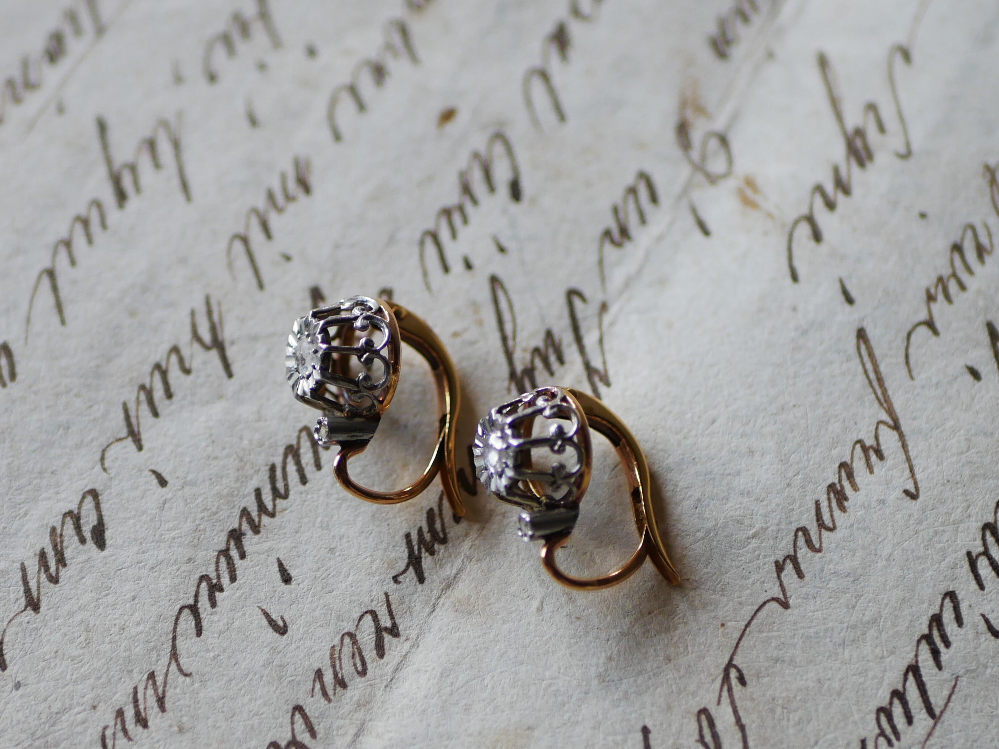 FE-02 ドルムーズピアス 18K イエローゴールド フランスアンティーク