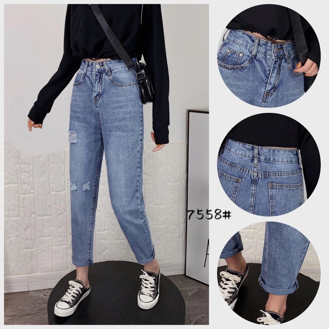 ダメージデニムテーパードパンツ　ASF2403-7558