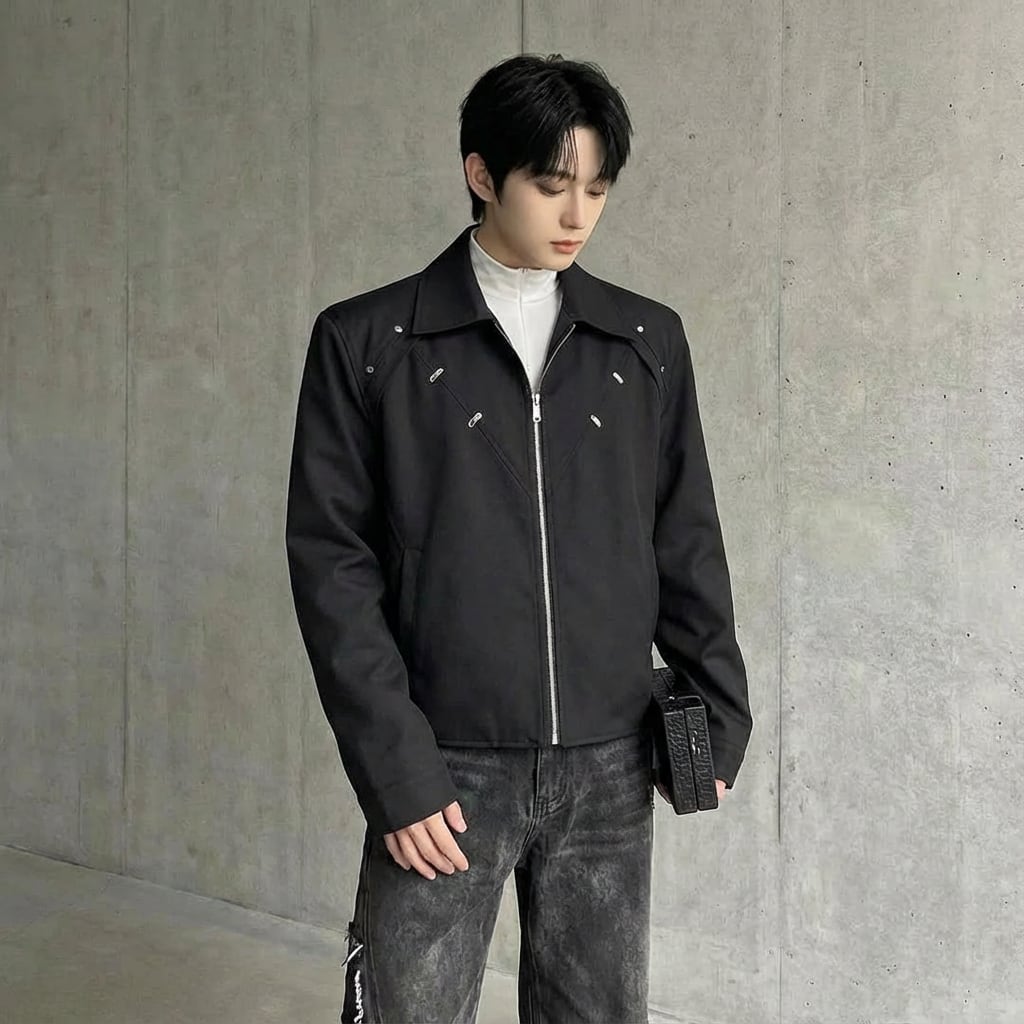 ストリートモード スタッズデザインジップブルゾン 2カラー D12074