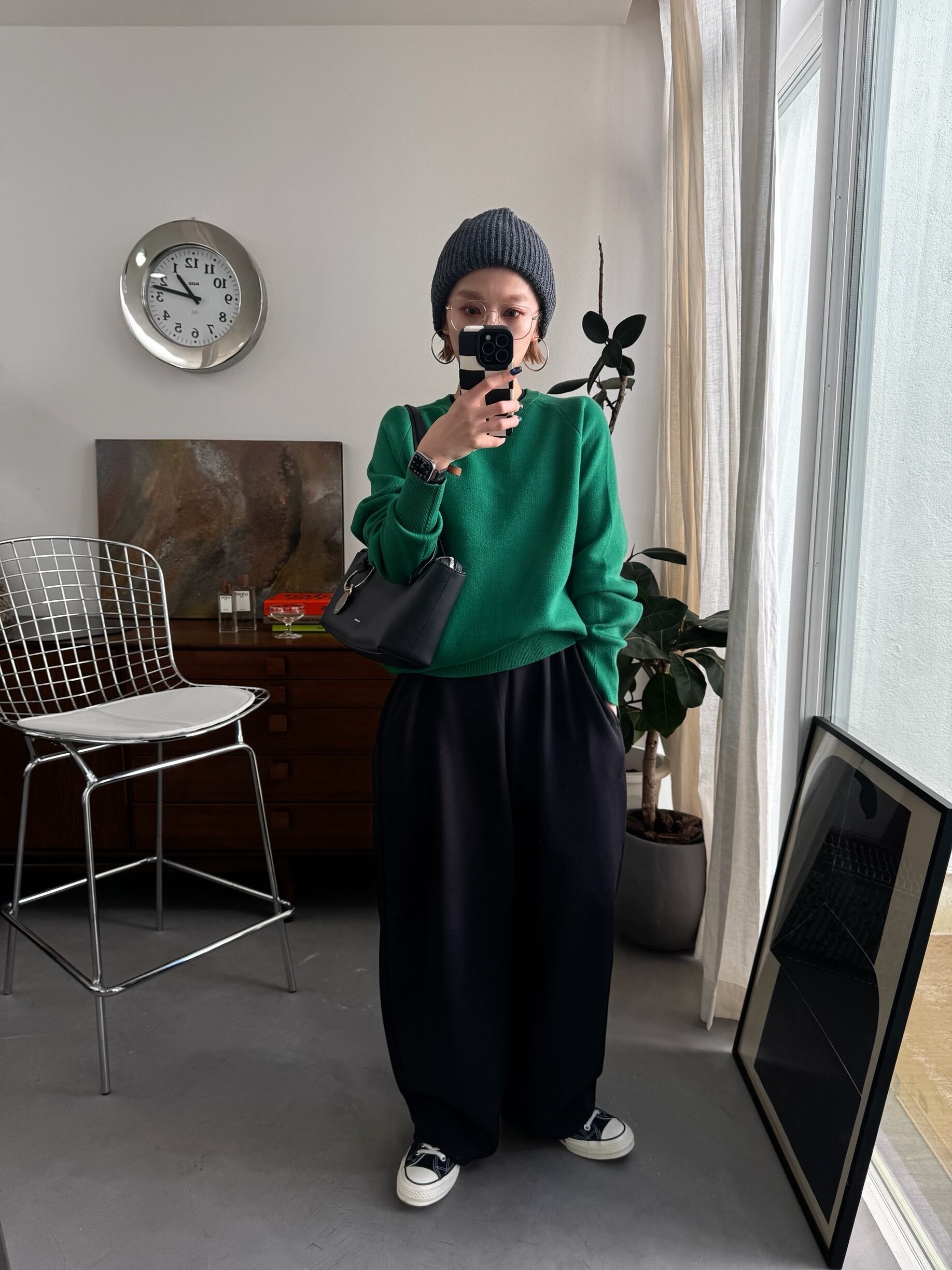 刺繍ロゴスウェットライクKnit/グリーン | CFT.